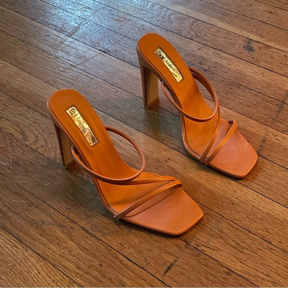 Billini Orange Yanna Strappy Block Heels in Papaya sz 7.5 - Picture 2 of 7